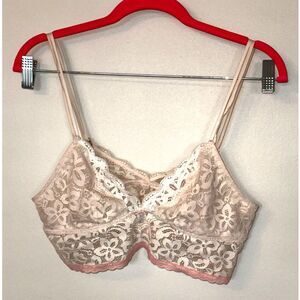 Aerie Lace Bralette Size Medium Blush Pink Floral Lace Soft Cup
